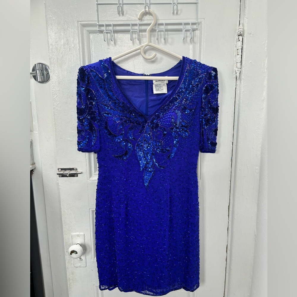 Zimble vintage dress, color blue full of sequins